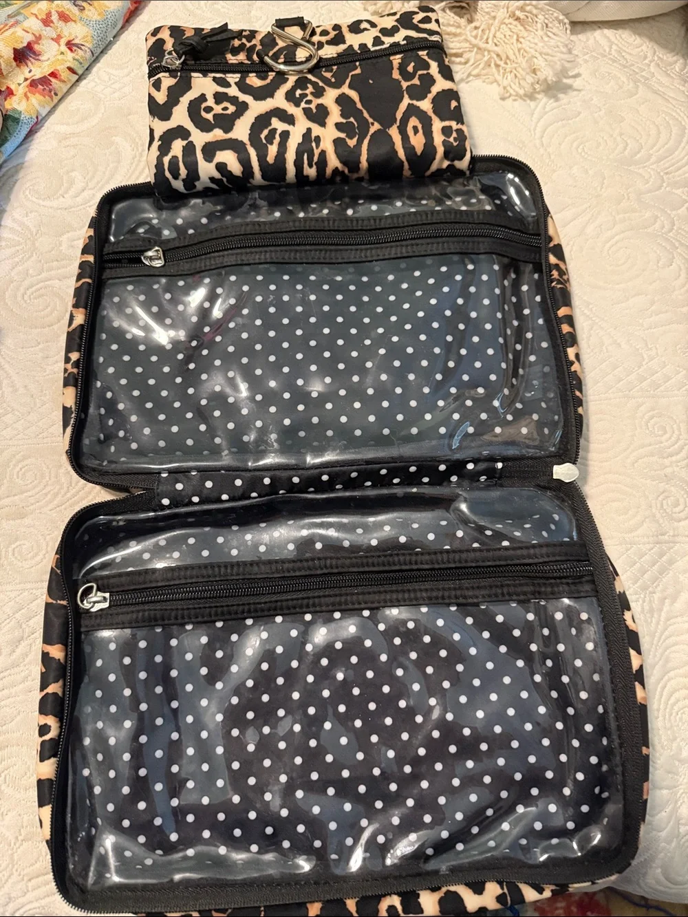 Victoria's Secret Leopard Print Cosmetic Case in Black & Brown